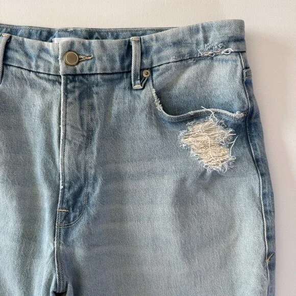 Good American Mom Jeans Women's Sz 10 / 30 High Waist Distressed Light Wash Blue - Picture 6 of 16
